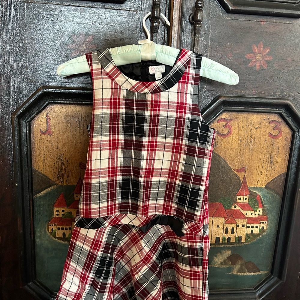 Girl’s Plaid Dress; Red and Black Plaid